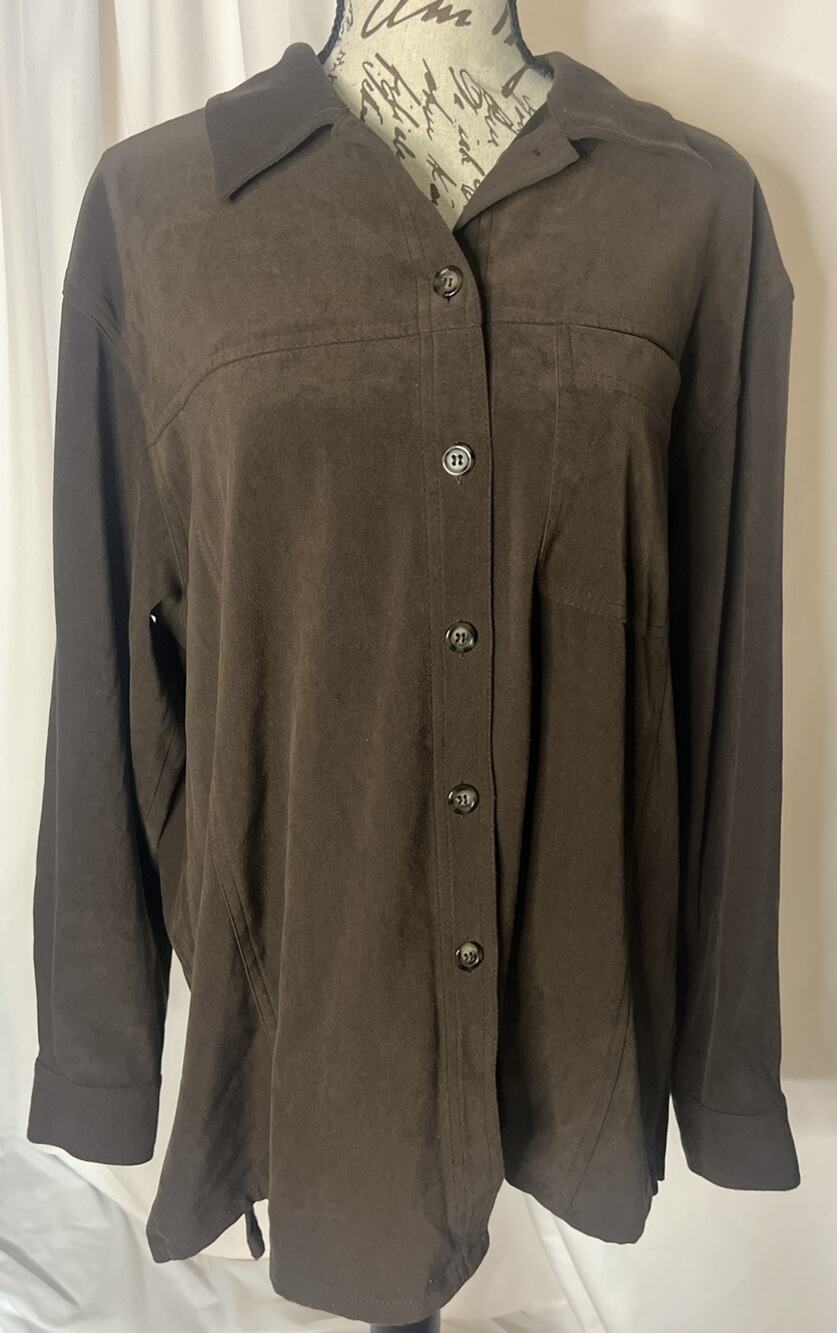 Talbots Stretch Button Up Shirt Long Sleeved Chocolate Brown Women’s Medium